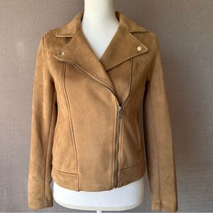 Old Navy Faux Suede Moto Jacket Tan Camel Brown Zip Front Women’s X-Small